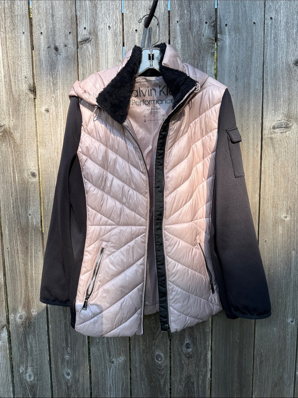Calvin Klein Pink and Black Quilted Performance Jacket